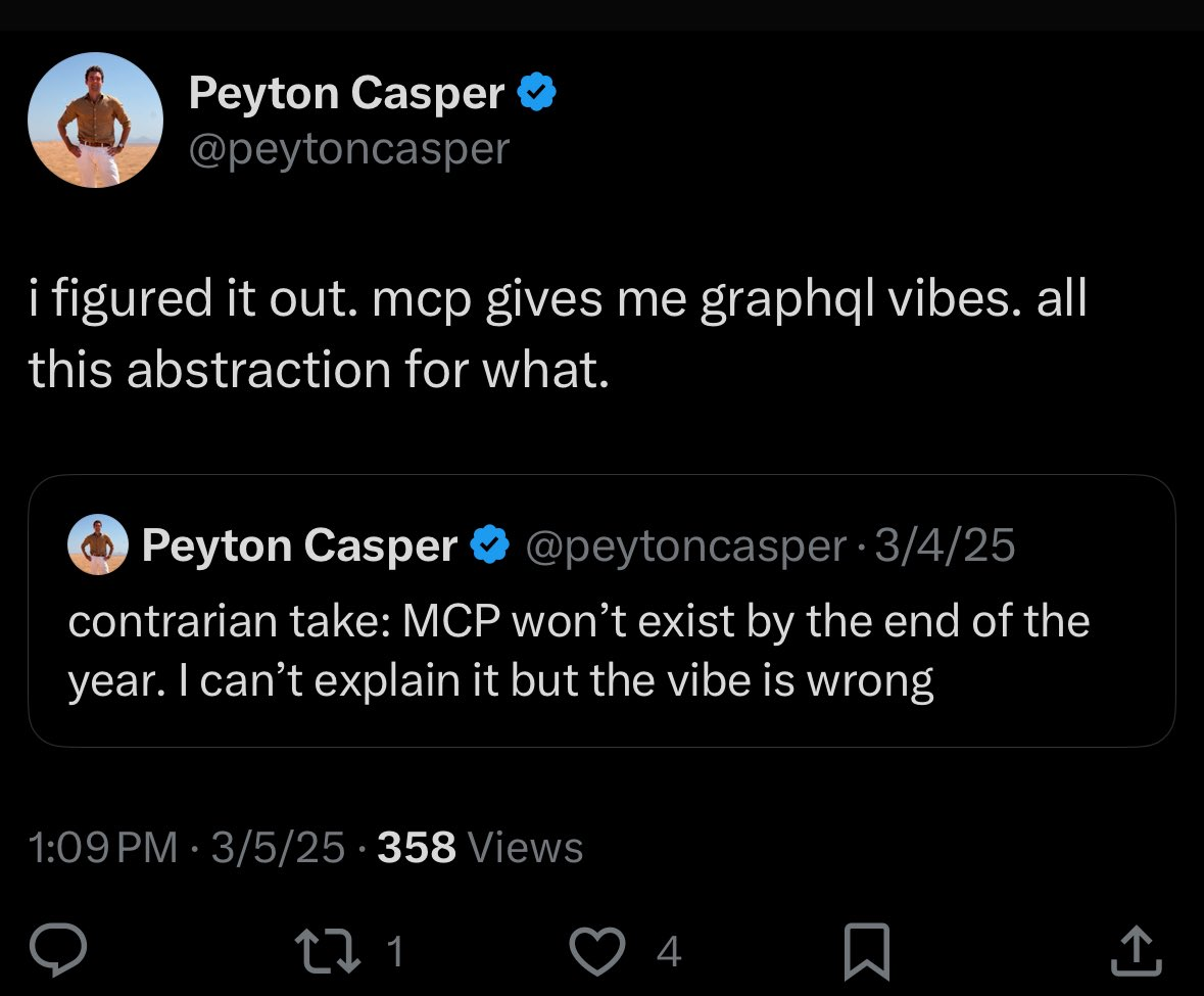 Tweet about MCP giving GraphQL vibes